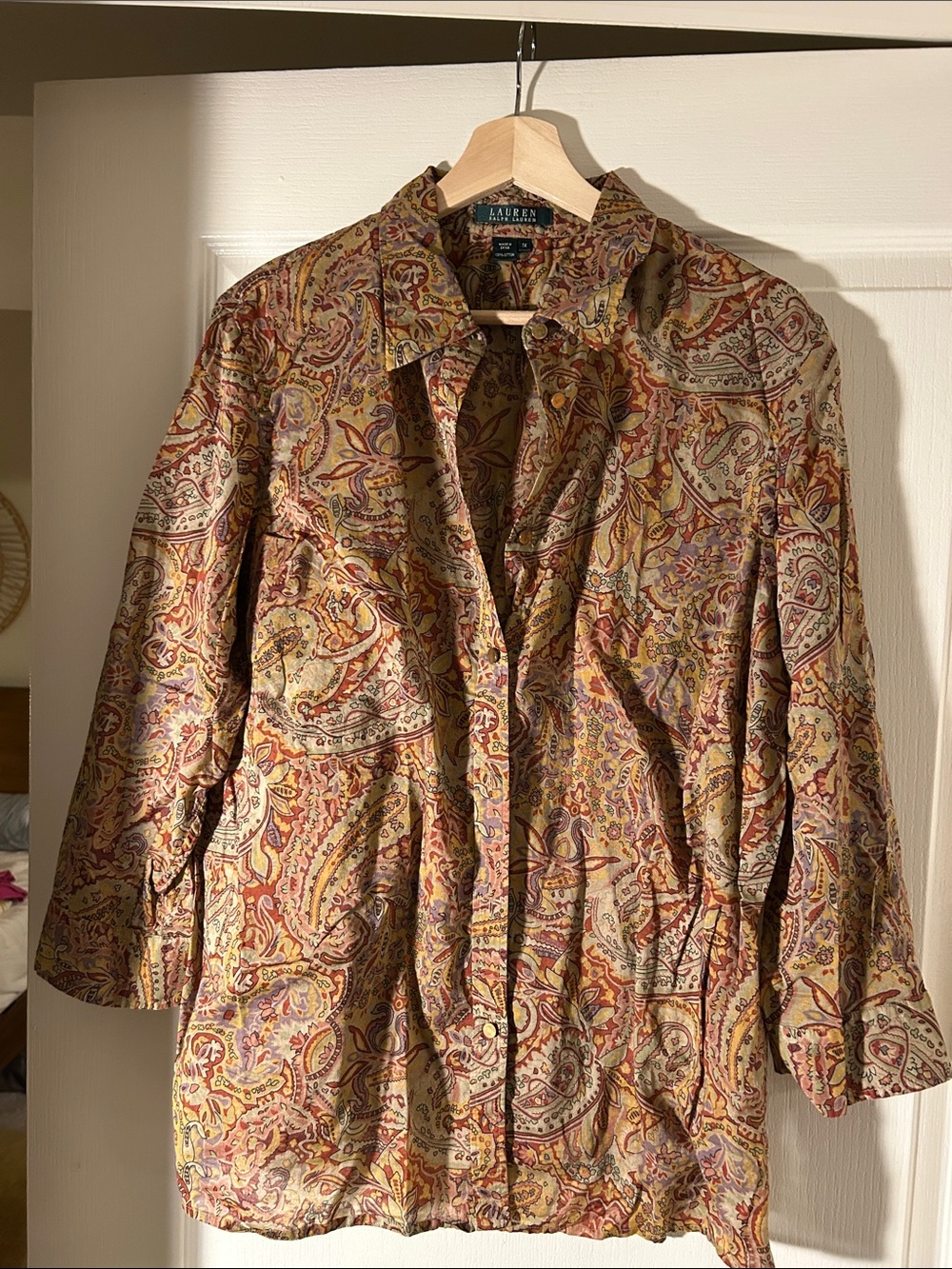 Ralph Lauren Paisley Trench Coat in Multi-Tone Red and Gold